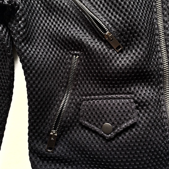 Diesel Moto Quilted Lined Polyester Collared Black Biker Jacket - Picture 11 of 16